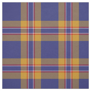Tecido Clan McCann Tartan Blue e Dourada Xadrez