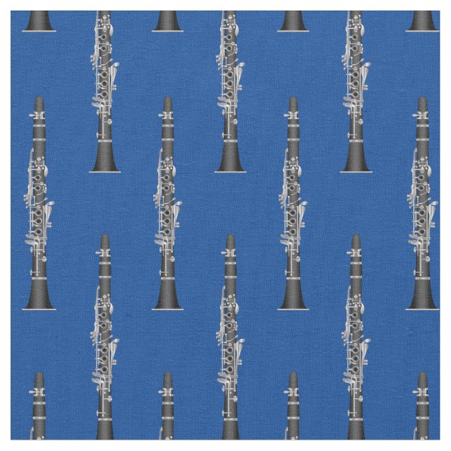 Tecido Clarinets Music Musical Room Decor Azul (Detalhe)
