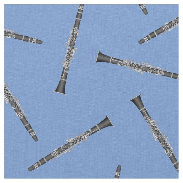 Tecido Clarinets Music Musical Room Decor Azul (Detalhe)