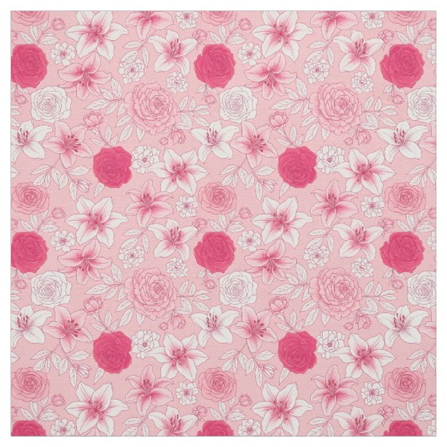 Tecido Clássico com Estampa Floral Rosa (Modelo)