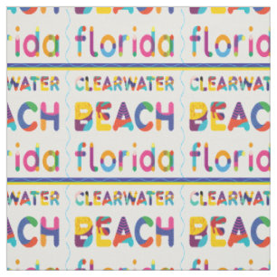 Tecido Clearwater Beach, Flórida. Padrão de texto color
