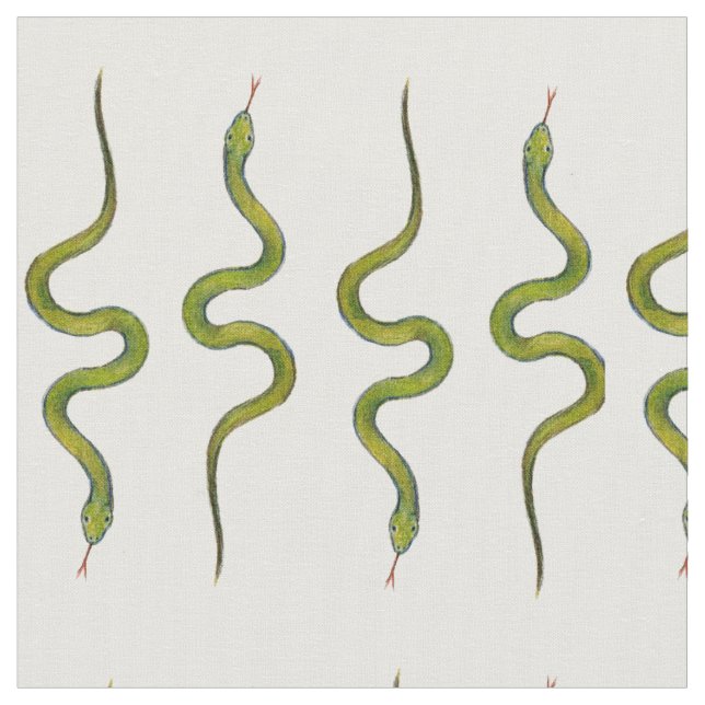 Tecido Cobras escamosos Slithering do verde desenhado mão (Detalhe)