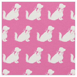 Tecido Cocker Spaniel Dog Silhuette Pet Pink