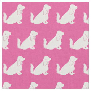 Tecido Cocker Spaniel Dog Silhuette Pet Pink