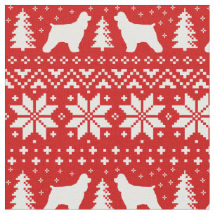 Tecido Cocker Spaniel Dog Silhuettes Feriado de Natal