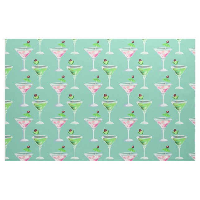 Tecido Cocktails rosa e verde (Fat Quarter)