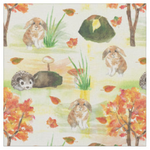 Tecido Coelho da Woodland Aquarela,Coelho