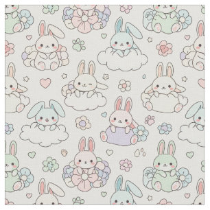 Tecido Coelho Kawaii Feliz