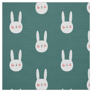 Tecido Coelho Verde Bonito Coelho Branco