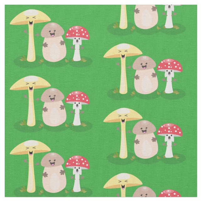 Tecido Cogumelo fúngico kawaii fofo (Detalhe)