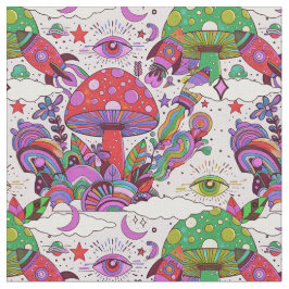 Tecido Cogumelos e navios de foguetes