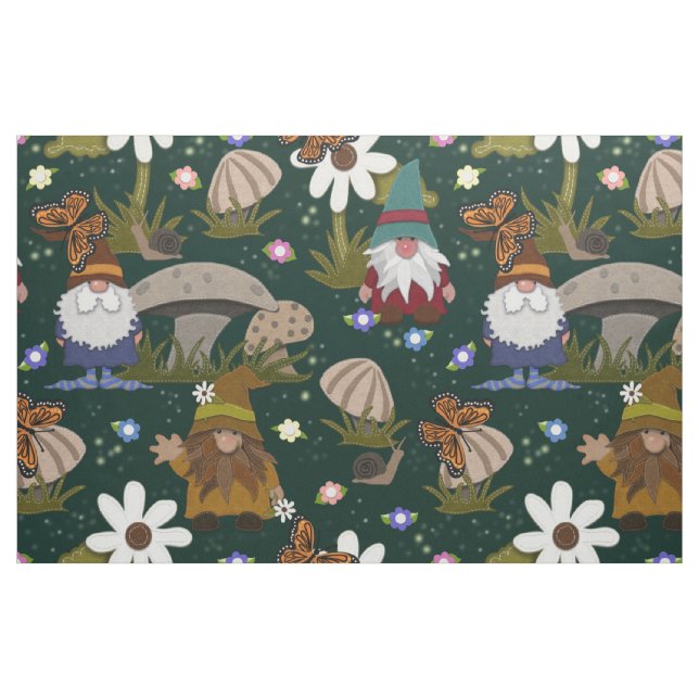 Tecido Cogumelos Florestais e Borboletas (Fat Quarter)