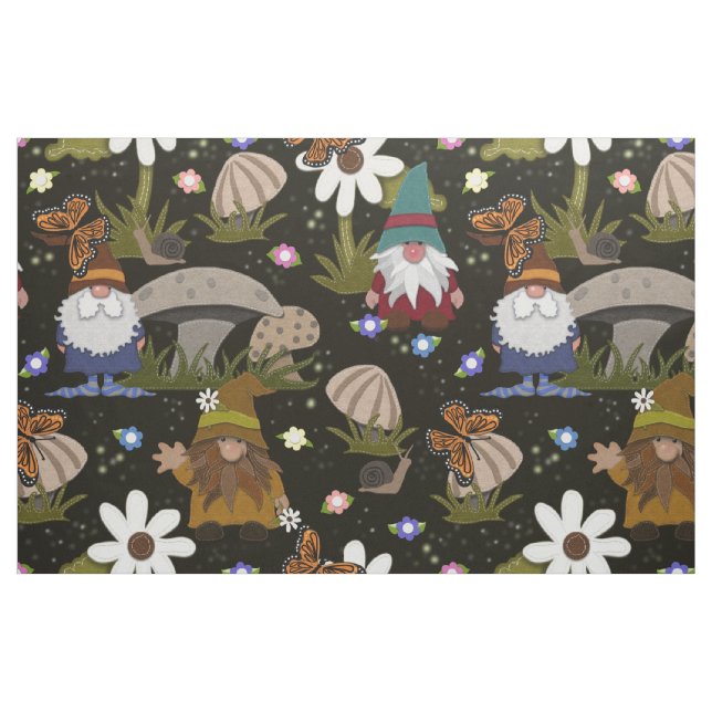 Tecido Cogumelos Florestais e Borboletas (Fat Quarter)