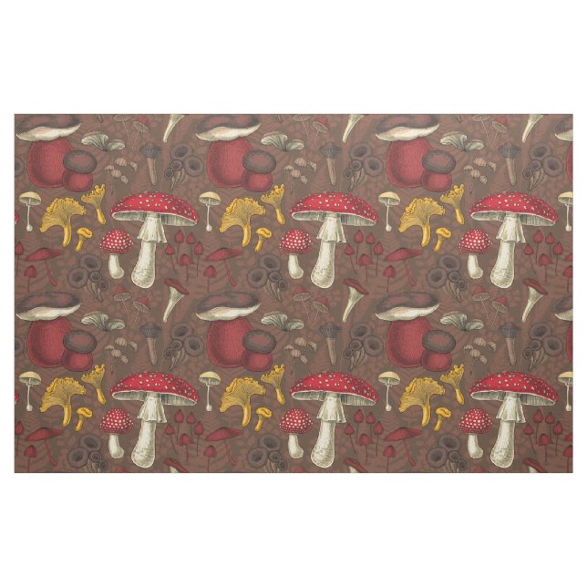 Tecido Cogumelos selvagens em castanho (Fat Quarter)