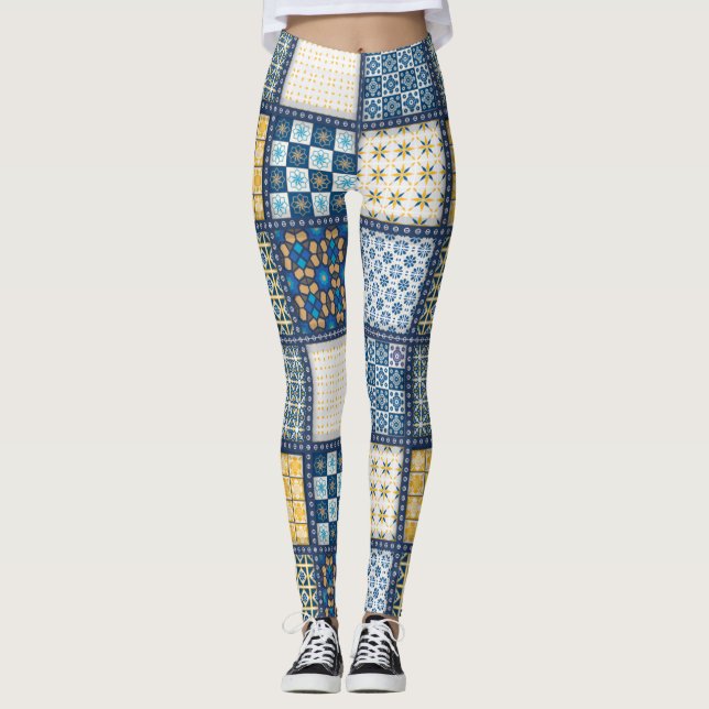 tecido colado feito à mão. Leggings (Frente)