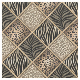 Tecido Colagem de Estampa de Leopardo e Zebra - Design de