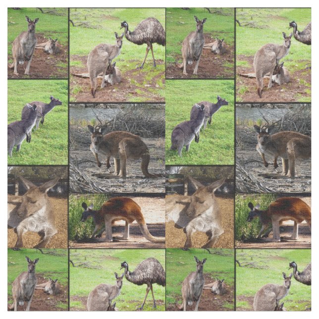 Tecido Colagem de Fotografias de Kangaroo, (Detalhe)