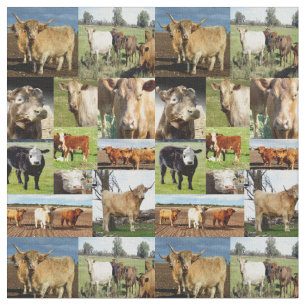 Tecido Colagem De Fotos De Vaca,