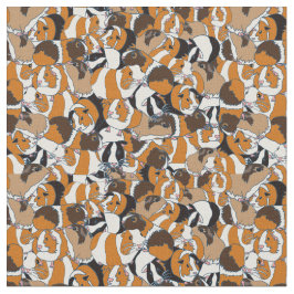 Tecido Colagem de Ilustrações de Suínos Guiné Patteradas