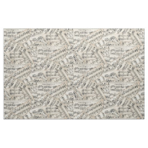 Tecido Colagem do papel de partitura do vintage
