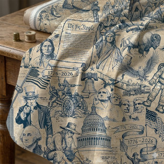 Tecido Colagem Histórica Vintage Americana Azul ID1308