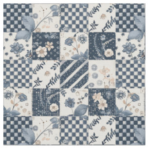 Tecido Colcha de Casa de Campo Vintage Navy Patchwork Cot