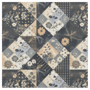 Tecido Colcha de Casa de Campo Vintage Navy Patchwork Cot