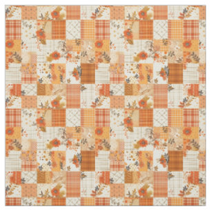 Tecido Colcha Vintage Cottagecore em Patchwork de Laranja