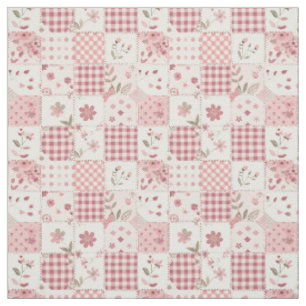 Tecido Colcha Vintage Cottagecore em Patchwork Rosa Paste
