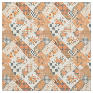Tecido Colcha Vintage Cottagecore em Tons de Laranja Past
