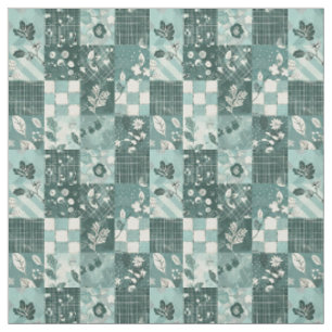 Tecido Colcha Vintage Patchwork Azul Turquesa de Inverno