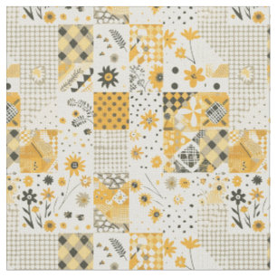Tecido Colcha Vintage Remendada de Amarelo Pastel