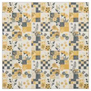 Tecido Colcha Vintage Remendada de Amarelo Pastel