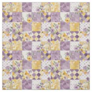 Tecido Colcha Xadrez Amarela Lilás Pastel Vintage