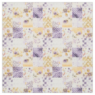 Tecido Colcha Xadrez Amarela Lilás Pastel Vintage