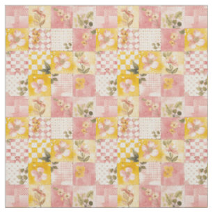 Tecido Colcha Xadrez Amarela Rosa Pastel Vintage