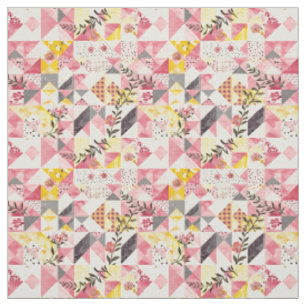 Tecido Colcha Xadrez Amarela Rosa Pastel Vintage