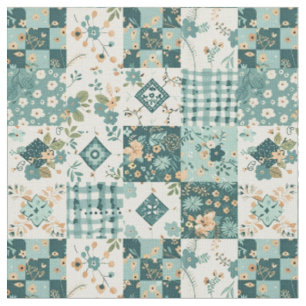 Tecido Colcha Xadrez Azul Turquesa Vintage de Inverno