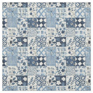 Tecido Colcha Xadrez Azul Vintage Cottagecore Casa de Cam