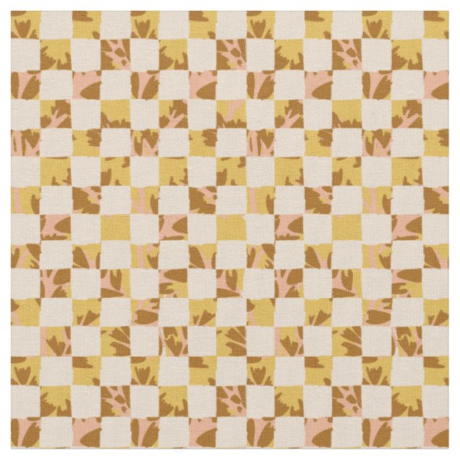 Tecido colcha xadrez sakura - rosa amarelo marrom mosaico (Detalhe)