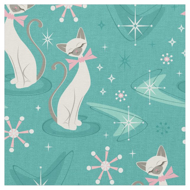 Tecido Coleções Kitsch - Gatos Siameses (Detalhe)