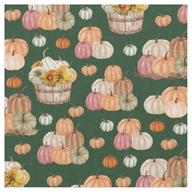 Tecido Colheita Russa de Pumpkin em Floresta Verde (Detalhe)