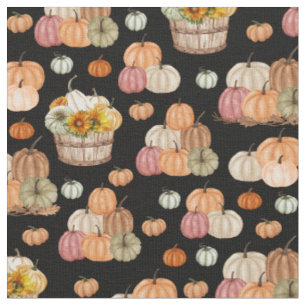 Tecido Colheita Russa de Pumpkin em Preto