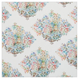 Tecido Coloração Elegante Sobre Ornamento Floral Branco