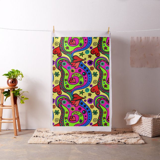 Tecido Colorful abstract shapes psychedelic art (In Situ)