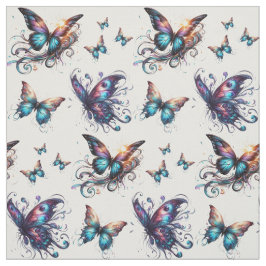 Tecido Colorful fabric with butterfly pattern