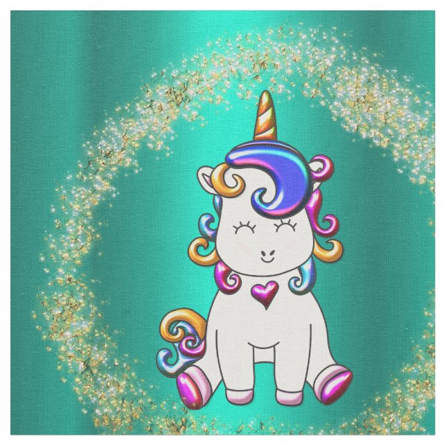 Tecido Colorida Glitter Teal Unicorn (Detalhe)