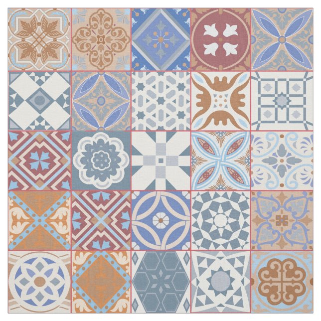 Tecido Colorido azulejo marroquino (Modelo)