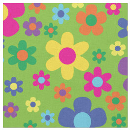 Tecido Colorido Hippie 70's Flowers