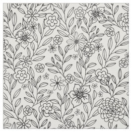 Tecido Colorir floral dos Doodles
